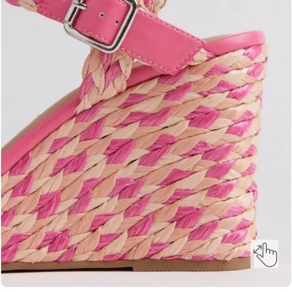 Torrid Size 11.5 Pink Wide Width T-Strap Platform Raffia Wedge Sandals NWT - Picture 5 of 10